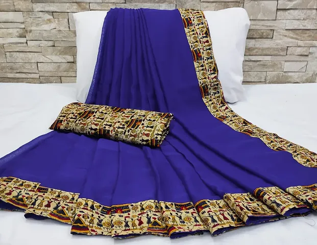 Fancy Women's Chanderi Silk Borderd Sarees.