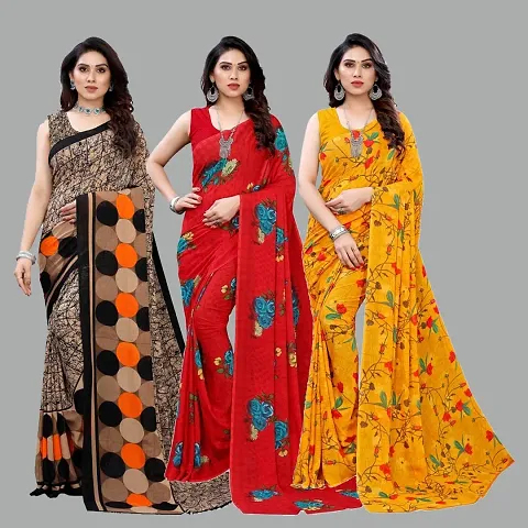 Combo Georgette Printed Sarees with Blouse Piece