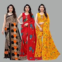 Classic Georgette Printed Saree with Blouse Piece, Pack of 3-thumb1