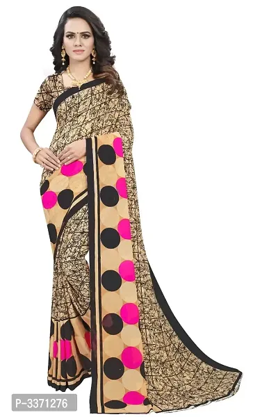 Women's Beautiful Pink Printed Georgette Saree with Blouse piece