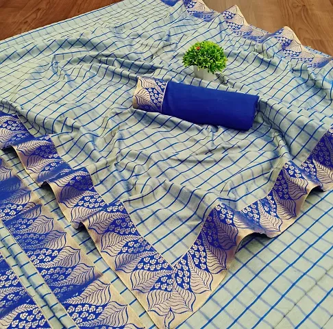 Vichitra Silk Check Printed Jacquard Lace Border Sarees