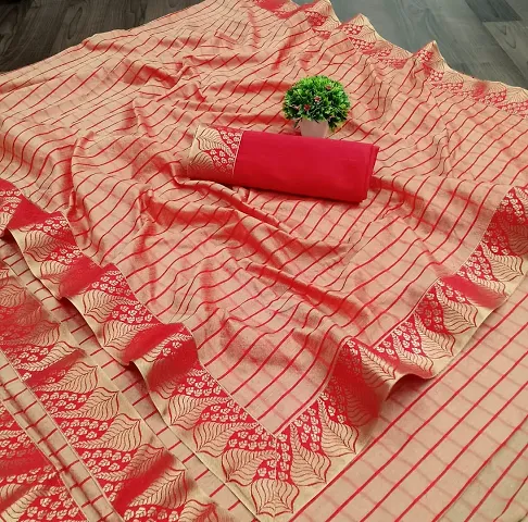 Vichitra Silk Check Printed Jacquard Lace Border Sarees