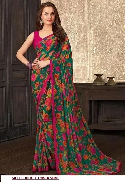 Stylish Lace Border Georgette Sarees with Blouse Piece