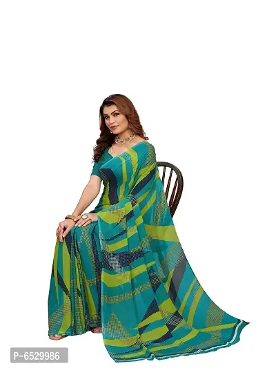 Stylish Georgette Brown Printed Saree With Blouse Piece For  Women
