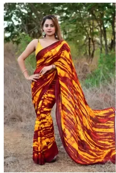 Stylish Georgette Printed Saree With Blouse Piece
