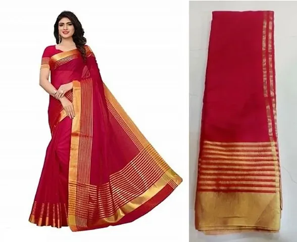 Stylish Cotton Silk Red Printed Saree