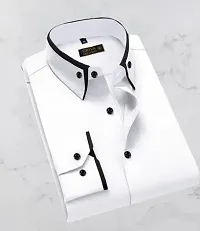 Reliable White Cotton Solid Long Sleeves Casual Shirts For Men-thumb2