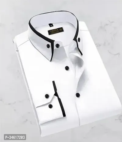 Reliable White Cotton Solid Long Sleeves Casual Shirts For Men-thumb3