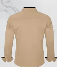 Reliable Brown Cotton Solid Long Sleeves Casual Shirts For Men-thumb1