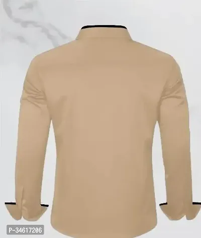 Reliable Brown Cotton Solid Long Sleeves Casual Shirts For Men-thumb2