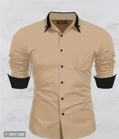 Reliable Brown Cotton Solid Long Sleeves Casual Shirts For Men-thumb0