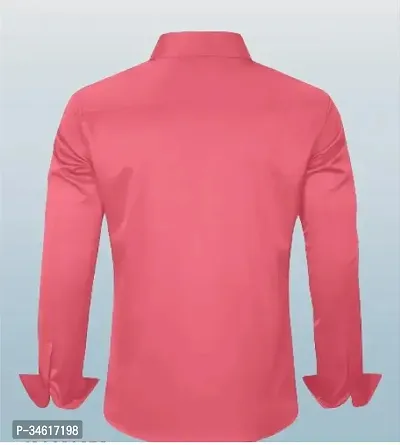 Reliable Pink Cotton Blend Solid Long Sleeves Casual Shirts For Men-thumb2