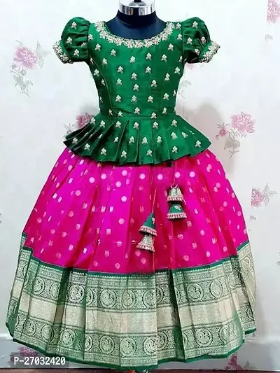 Elegant Cotton Silk Self Pattern Lehenga Choli Set For Girls-thumb0