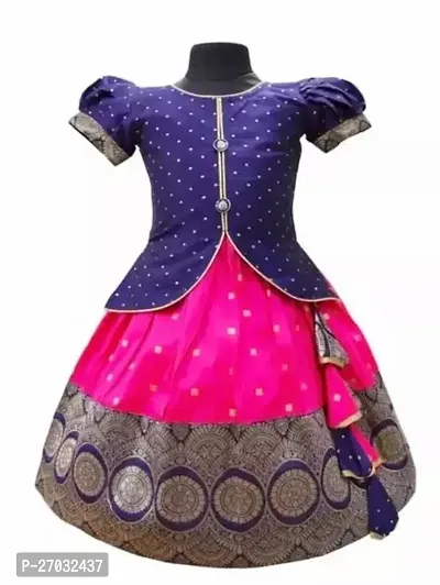 Elegant Silk Blend Self Pattern Lehenga Choli Set For Girls