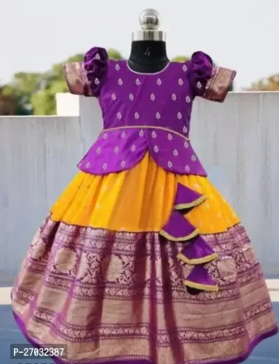 Elegant Cotton Self Pattern Lehenga Choli Set For Girls