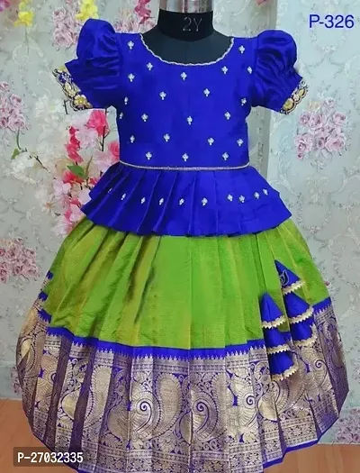 Elegant Cotton Silk Self Pattern Lehenga Choli Set For Girls-thumb0