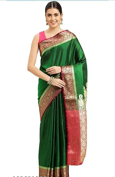 Beautiful Satin Saree With Blouse Piece For Women