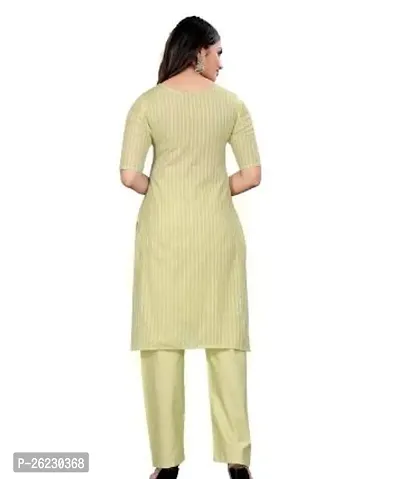 Stylish Green Solid Cotton Straight Kurta Pant Set For Women-thumb2