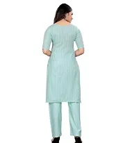 Stylish Turquoise Solid Cotton Straight Kurta Pant Set For Women-thumb1