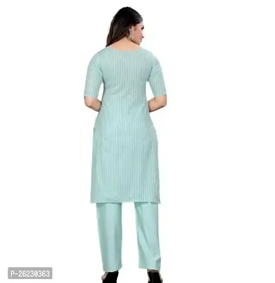 Stylish Turquoise Solid Cotton Straight Kurta Pant Set For Women-thumb2
