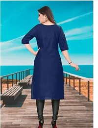 Stylish Blue Solid Cotton Silk Straight Kurta For Women-thumb1