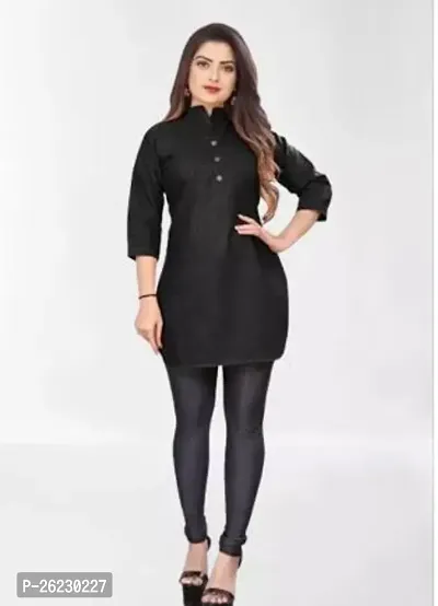 Stylish Black Solid Cotton Silk Straight Kurta For Women-thumb0