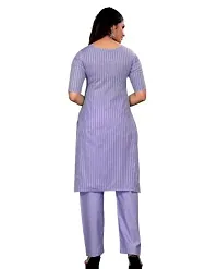 Stylish Purple Solid Cotton Straight Kurta Pant Set For Women-thumb1