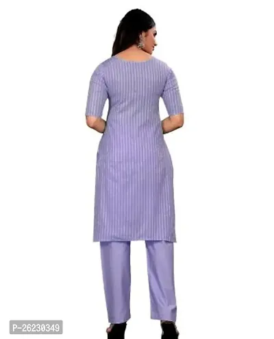 Stylish Purple Solid Cotton Straight Kurta Pant Set For Women-thumb2