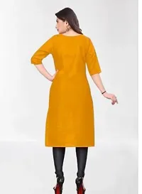 Stylish Yellow Solid Cotton Silk Straight Kurta For Women-thumb1