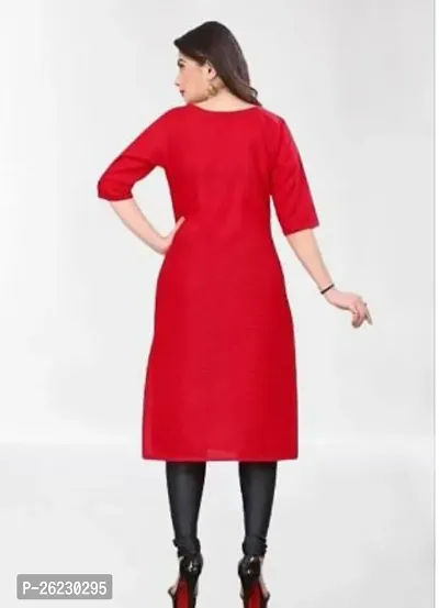 Stylish Red Solid Cotton Silk Straight Kurta For Women-thumb2