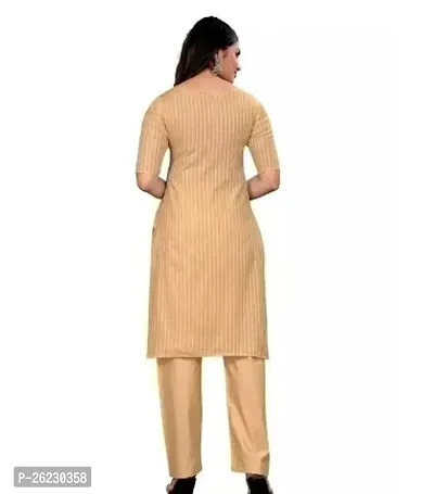 Stylish Yellow Solid Cotton Straight Kurta Pant Set For Women-thumb2