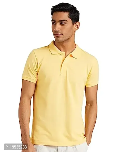 Stylish Yellow Polyester Solid Polos For Men-thumb0