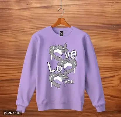 Stylish Purple Cotton Printed Full Sleeves Tees For Girl