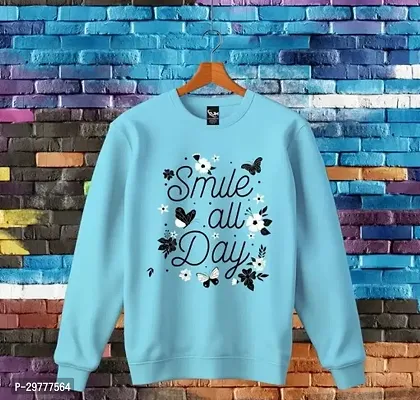 Stylish Blue Cotton Printed Full Sleeves Tees For Girl