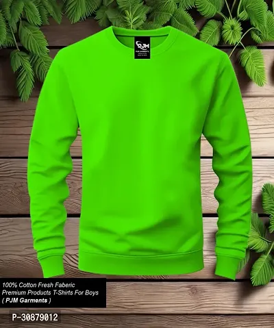 Stylish Green Cotton Blend Solid Sweatshirts For Men