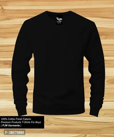 Stylish Black Cotton Blend Solid Sweatshirts For Men