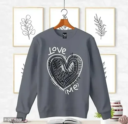 Stylish Grey Cotton Printed Full Sleeves Tees For Girls