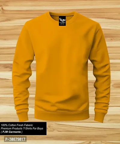 Stylish Golden Cotton Blend Solid Sweatshirts For Men