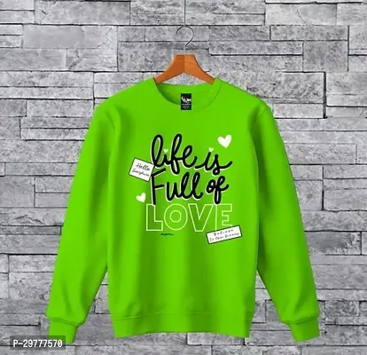 Stylish Green Cotton Printed Full Sleeves Tees For Girl