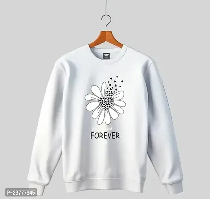 Stylish White Cotton Printed Full Sleeves Tees For Girl