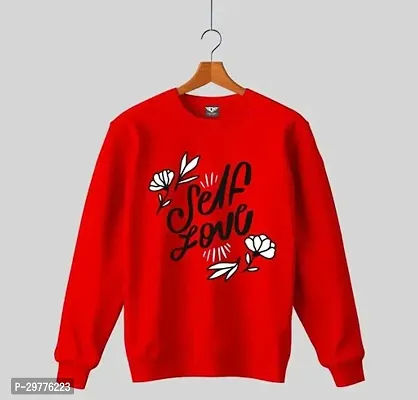 Stylish Red Cotton Printed Full Sleeves Tees For Girls