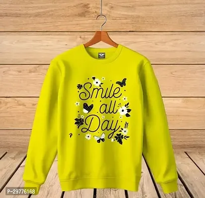 Stylish Yellow Cotton Printed Full Sleeves Tees For Girls