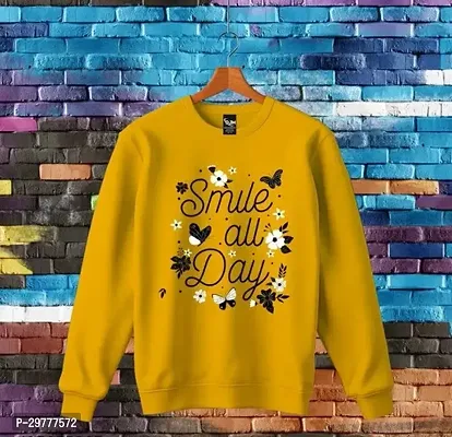 Stylish Golden Cotton Printed Full Sleeves Tees For Girl-thumb0