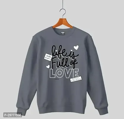 Stylish Grey Cotton Printed Full Sleeves Tees For Girl