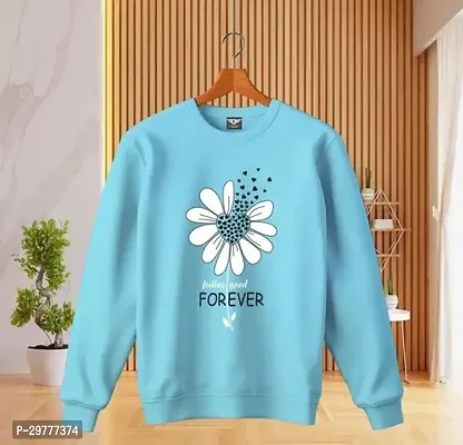 Stylish Blue Cotton Printed Full Sleeves Tees For Girl