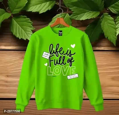 Stylish Green Cotton Printed Full Sleeves Tees For Girl