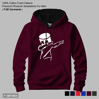 Stylish Maroon Cotton Blend Printed Hoodies For Men-thumb0