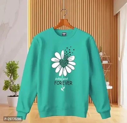 Stylish Green Cotton Printed Full Sleeves Tees For Girls