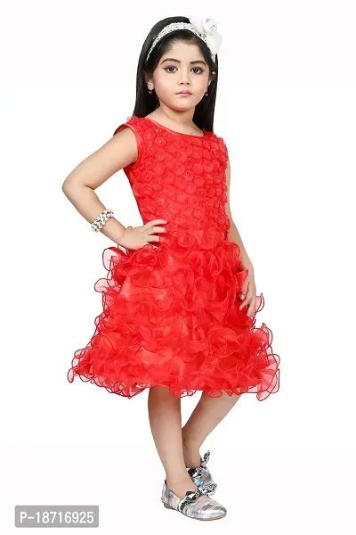 Highlight Fashion Premium Baby Girls HF Chumki Dress-Pack of 1 (3-4 years, Red)