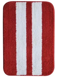 Yamunga mat with Anti Skid Backing,Colour Red with White Strip Set of 2( 40 x 60 cm)-thumb1